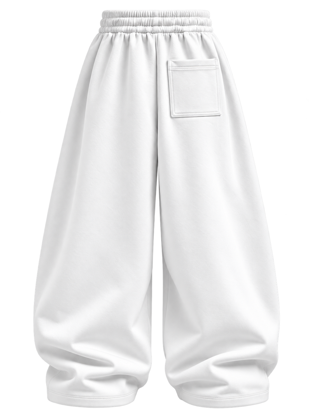 White Baggy Pants, back with rear pocket