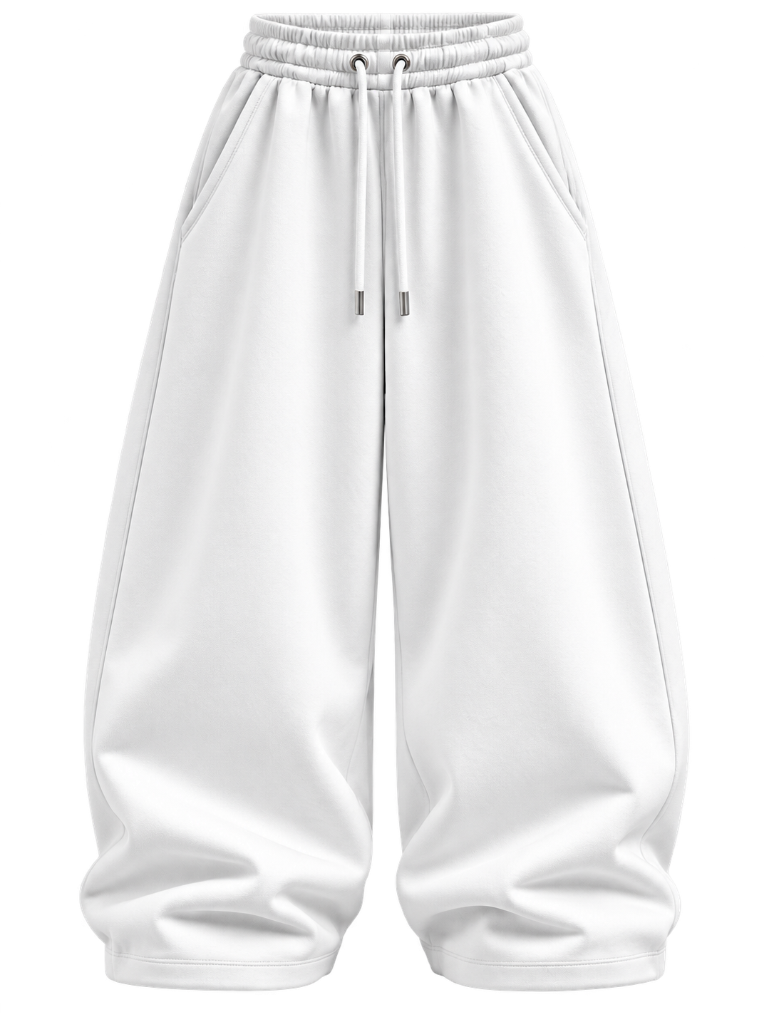 White Baggy Pants, front with ŌYNE logo